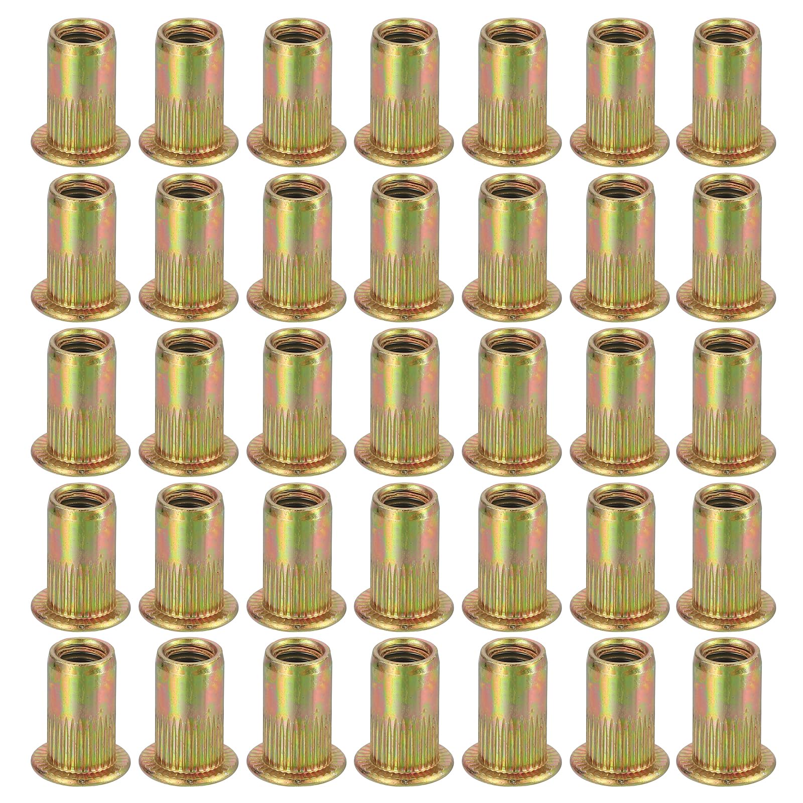sourcing map 40Pcs M5 x 13mm Rivet Nut Carbon Steel Rivet Nut Tool Hardware Nuts Color Zinc-Plate Threaded Insert Nut Suitable for Furniture, Industrial