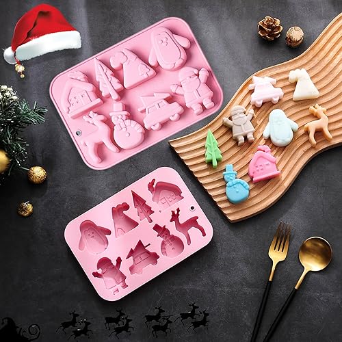 Miniatura 4 de Paquete de 3 moldes de silicona para hornear de Navidad, moldes de silicona para árbol de Navidad, moldes de jabón para dulces para gelatina de