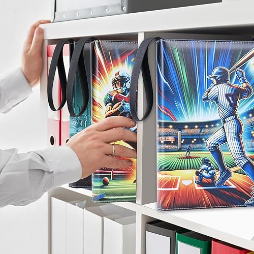 Miniatura 6 de Carpeta de tarjetas de béisbol de 900 bolsillos con mangas, 50 páginas extraíbles, 3 anillos con cremallera, álbum de tarjetas coleccionable con