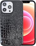 for iPhone 16 Pro Max Case for Women, Crocodile Synthetic Patent Leather Cover, Classic Fashion for iPhone16 Pro Max 2024 6.9 inch - Black