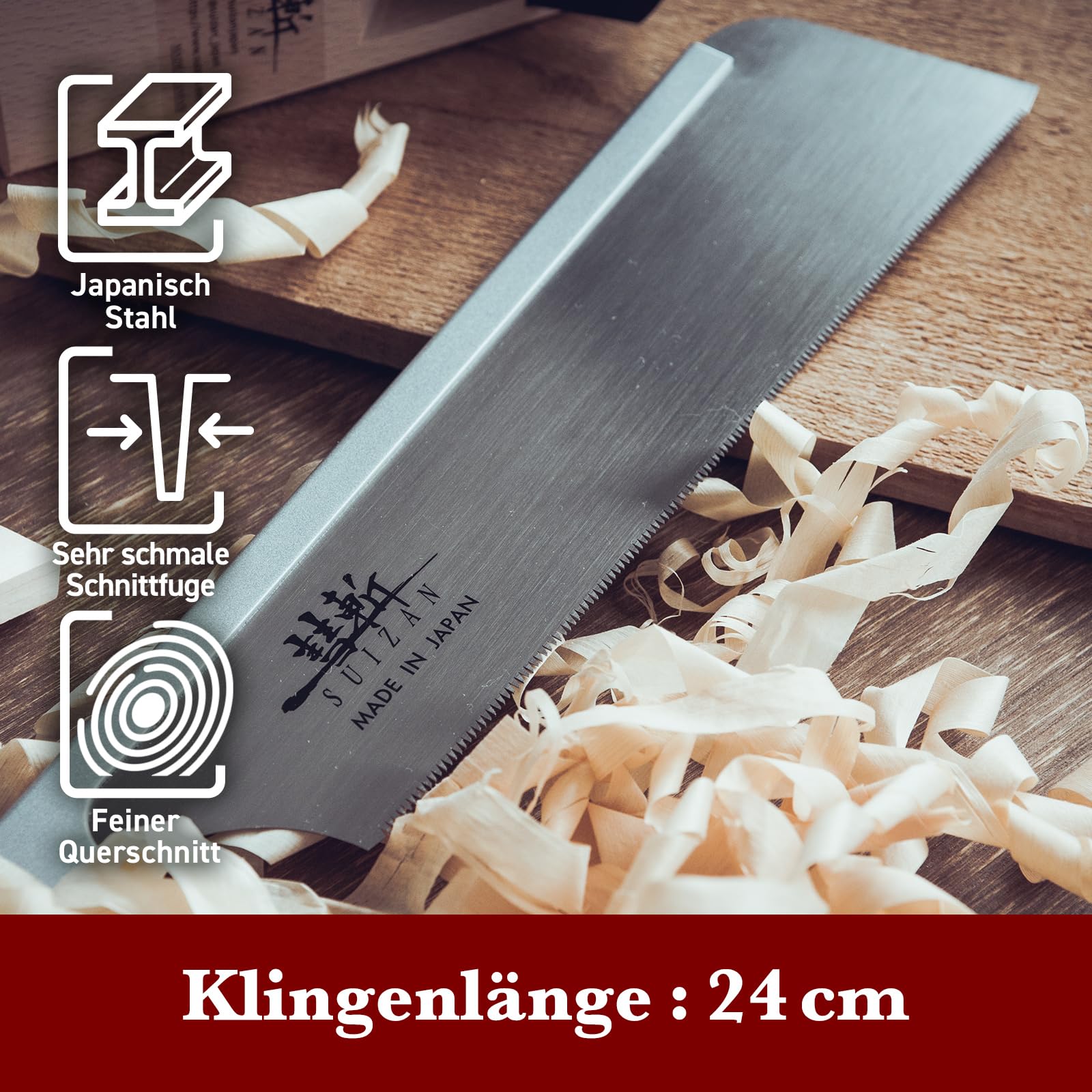 SUIZAN Dozuki Feinsäge 240mm Rip Cross Angle Cut Japansäge Zugsäge Handsäge Holz