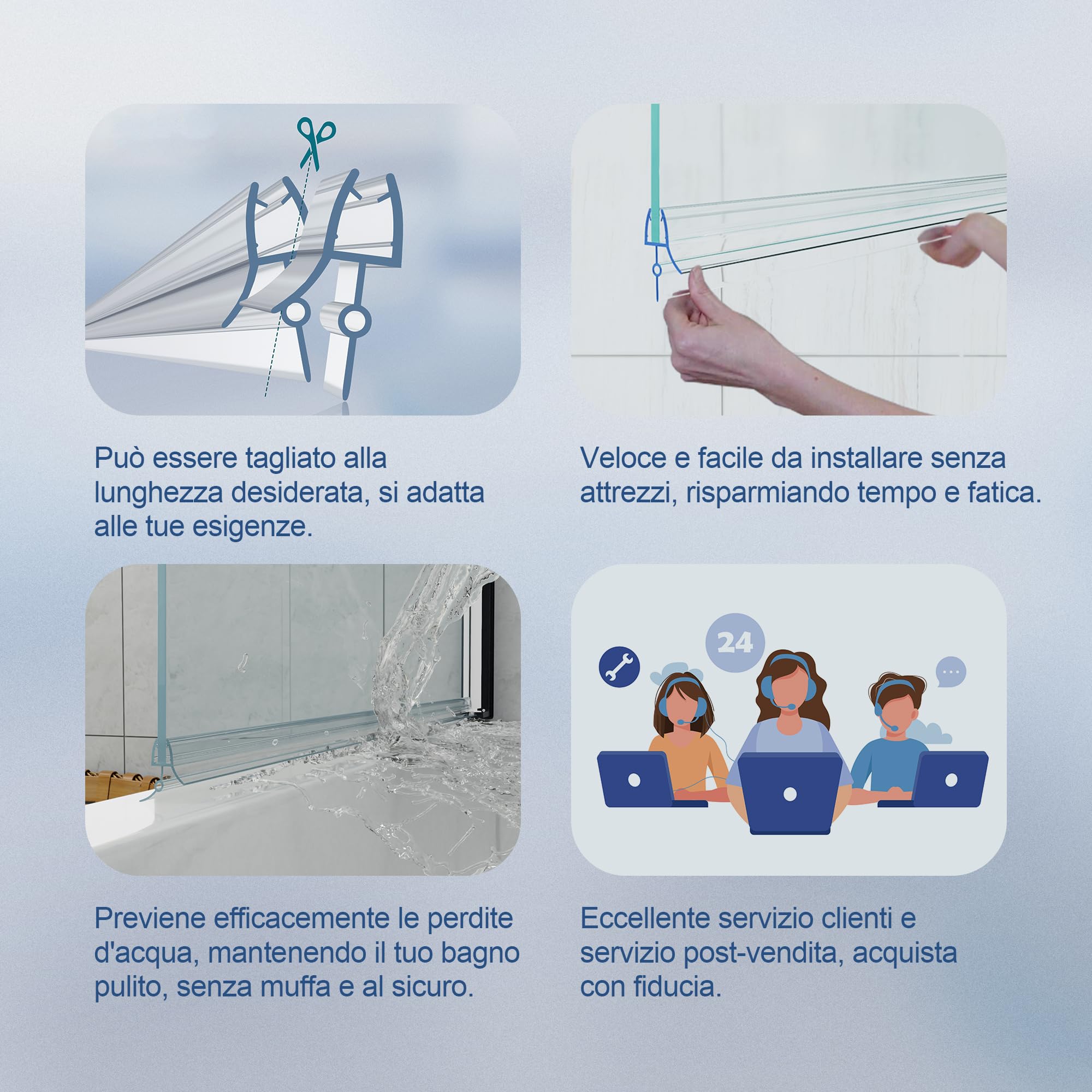 HNNHOME Guarnizione Doccia Sottoporta Box Doccia Vetro 6-8mm Gap 28mm, 87cm | Profilo in PVC con bordo extra spesso, mantiene il pavimento asciutto. Impermeabile, resistente e facile da installare.