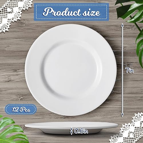 Miniatura 8 de Paquete de 24 platos blancos de postreensalada, platos de melamina, platos llanos pequeños para aperitivos, guarniciones, platos redondos (10