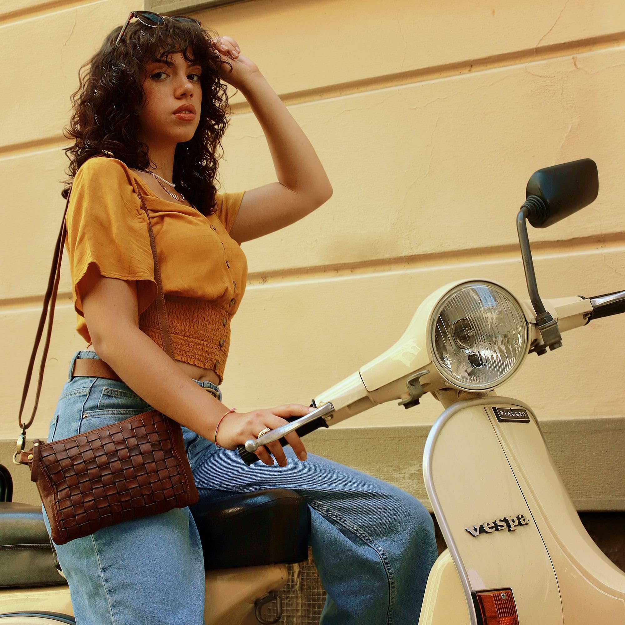 STILORD 'Jana' Bolso mano piel vintage mujer Pequeño bolso bandolera trenzado Bolso mujer para fiesta salir tiempo libre de auténtico cuero