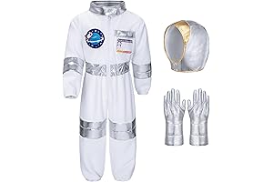 Kids Astronaut Costume Flight Jumpsuit & Gloves And Helmet