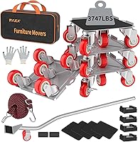 Vista 11 de Carretilla elevadora más grande para muebles con 5 ruedas de acero al carbono, elevador de muebles con 5 ruedas universales de goma giratorias 360