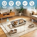 HYLYUN Grande litière pour lapin en acier inoxydable avec grille, balayette - 7