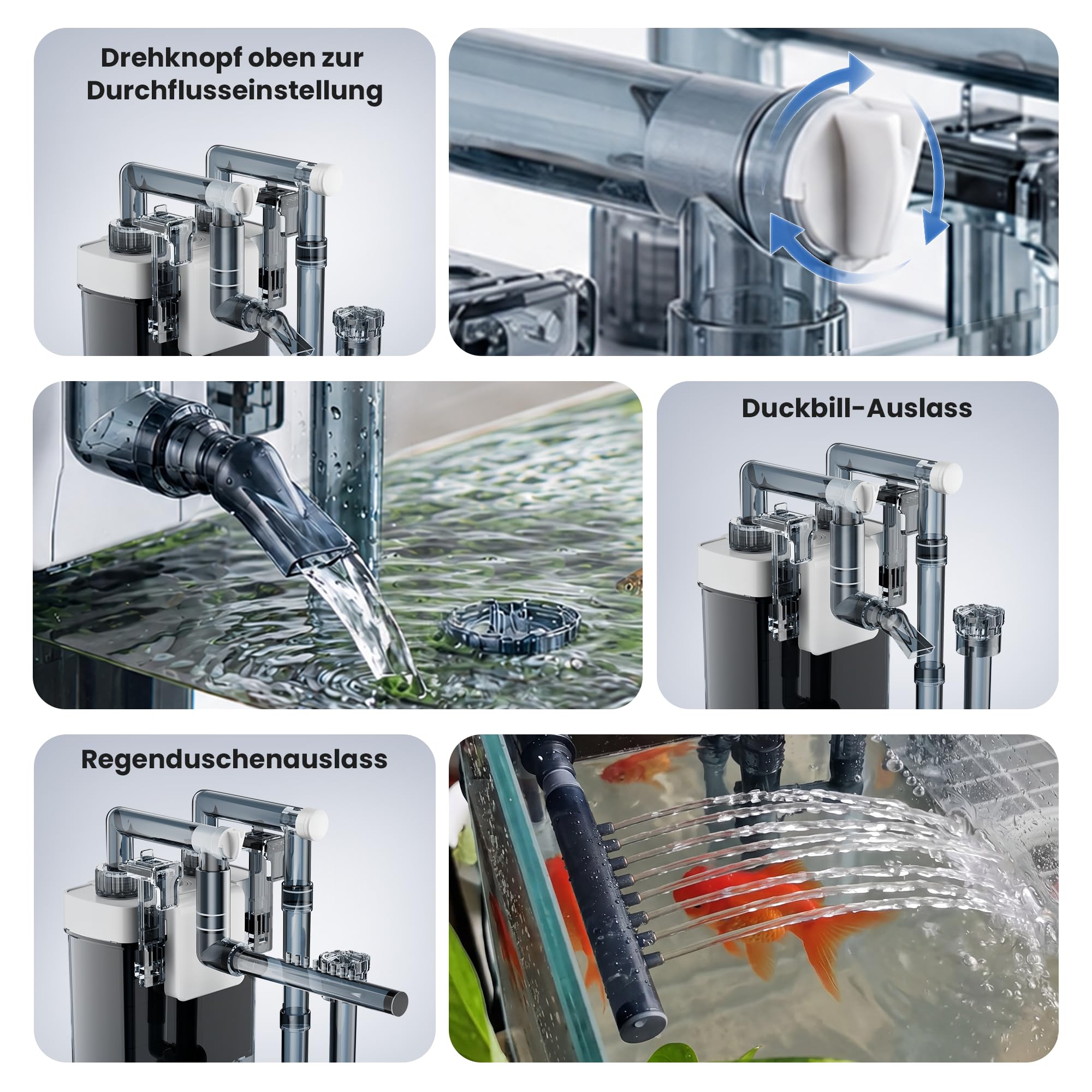 Filtre D’Aquarium Suspendu 500 L/H pour Aquariums De 38 à 76 litres | Filtre D’aquarium à Débit Réglable Avec Skimmer De Surface, Filtration En 3 étapes, Système Anti-Colmatage
