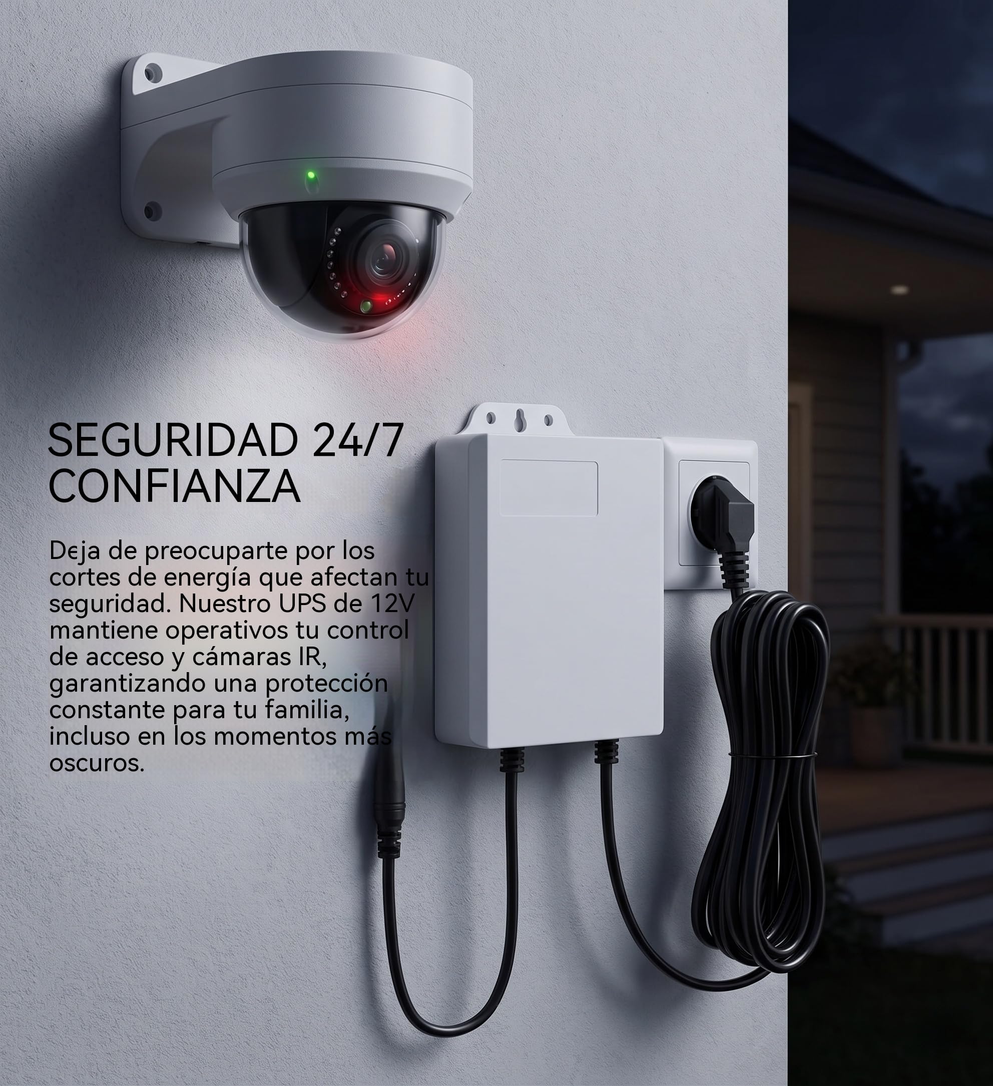 Mini UPS 12V para Router WiFi y Módem Fibra,Sistema de Alimentación Ininterrumpida 3600mAh con Batería Integrada,Batería de Respaldo para Cámara de Seguridad,Switch y Sistema de Alarma,UPS DC 12V 2A