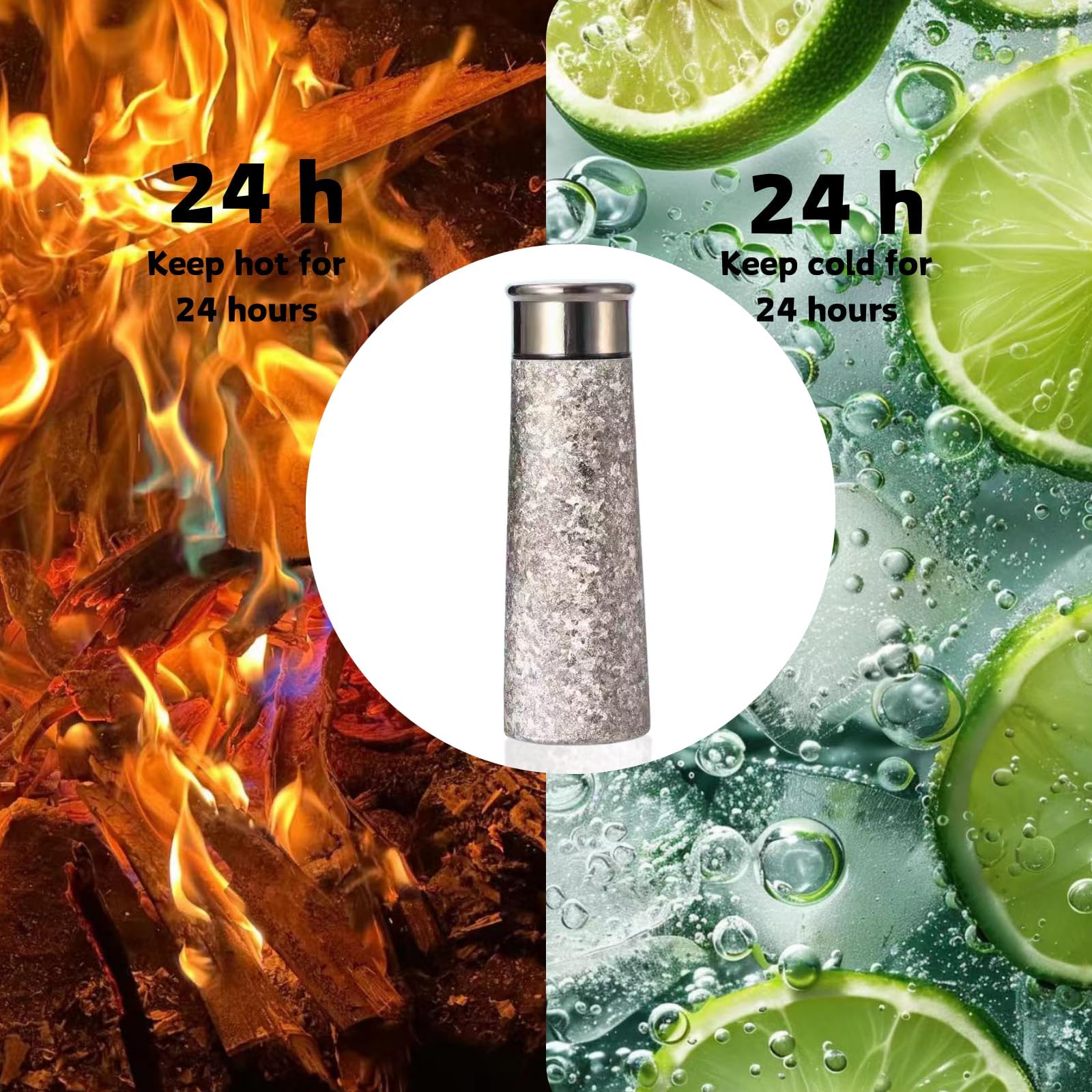 Bouteille d'eau isolée sous vide | Gobelet isolé en titane (Titane naturel)