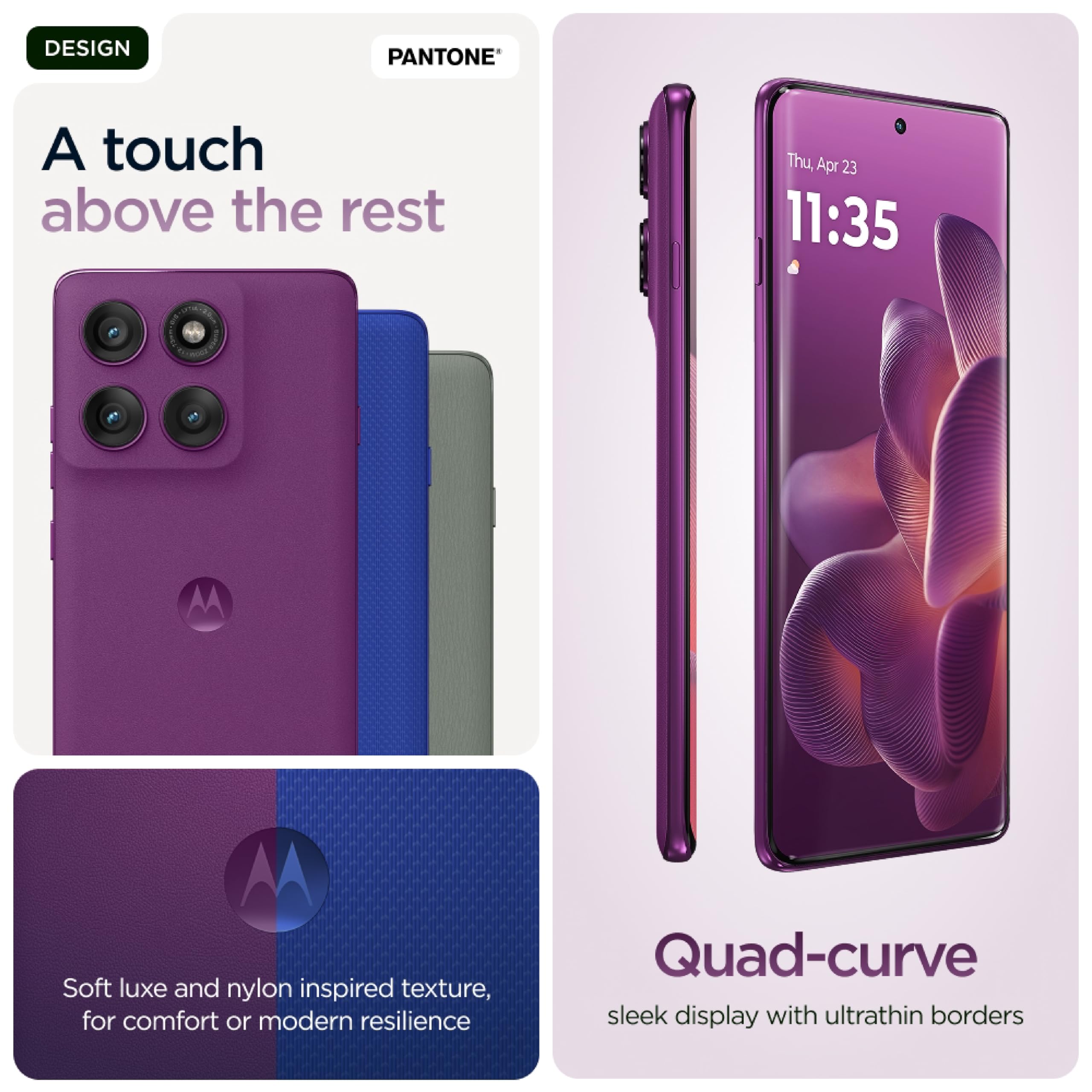Motorola Edge 60 Pro 5G in PANTONE Sparkling Grape features 12GB+