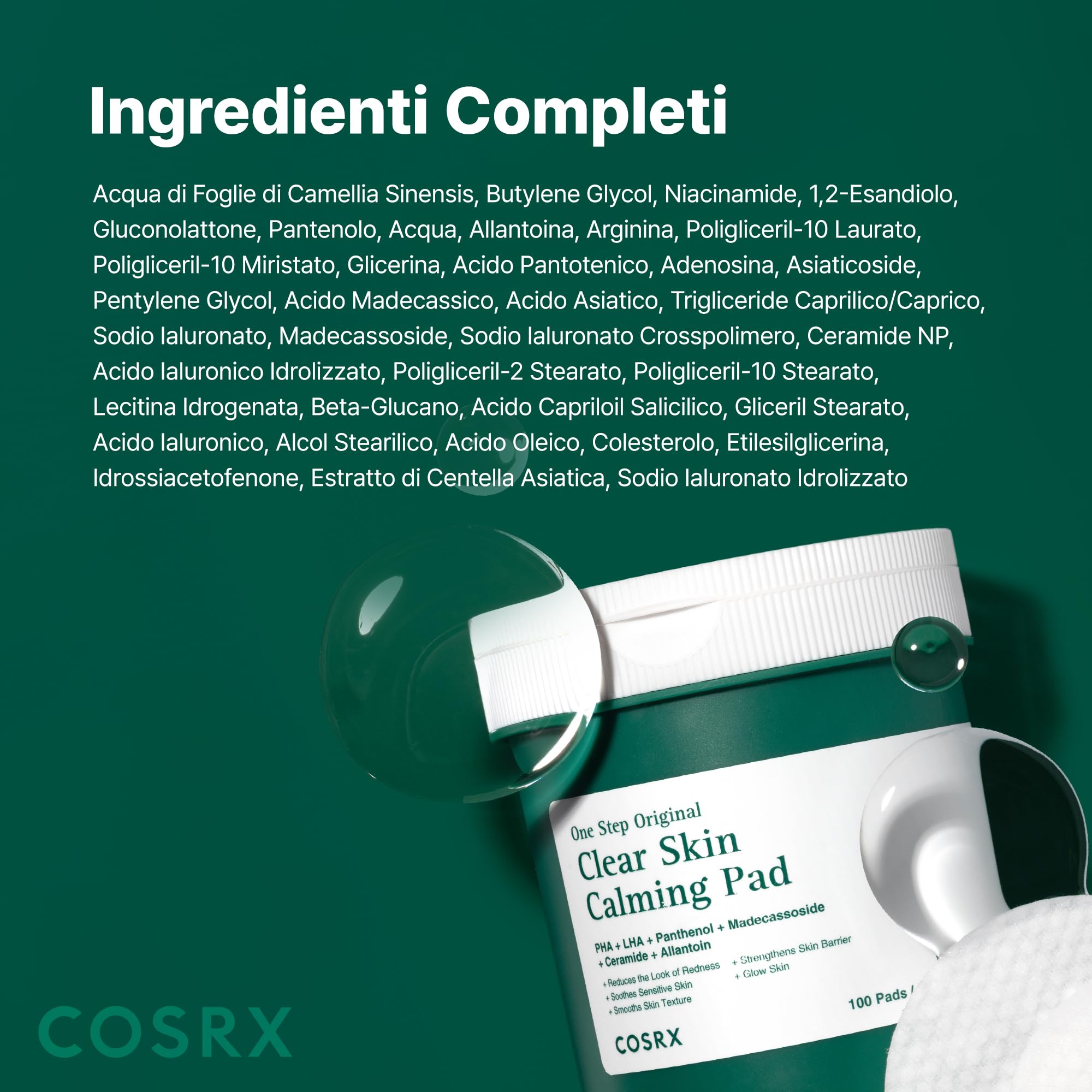 COSRX OneStep Original Clear Skin Calming Pad, 100 Pads, Dual Side Face Pad for Soothing, Barrier Strengthening & Gentle Exfoliation with 82% Green Tea Water, Cica, PHA, LHA, Korean Skin Care