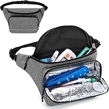 CURMIO Borsa Termica per Insulina da Viaggio, Borsa per Diabetici con Tracolla per Penna per Insulina, Glucometro e Forniture per Diabetici, Marsupio-Grigio (Solo Borsa)