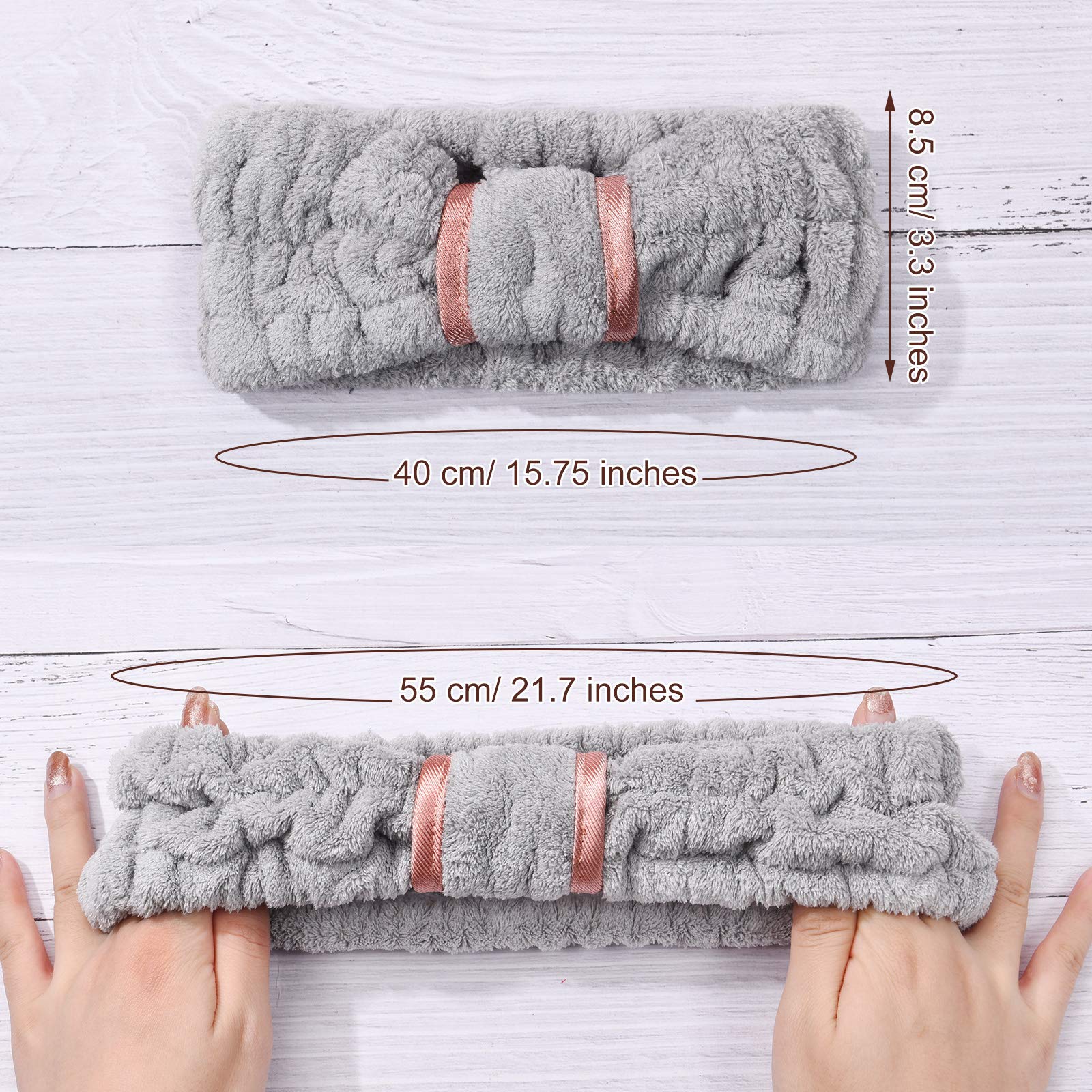 Spa Facial Headband Microfiber 4 Pack Adjustable Hair Wrap for Face Mask 4 Pack Microfiber Spa Headband Set for Women - Bow Tie Hair  main image 2