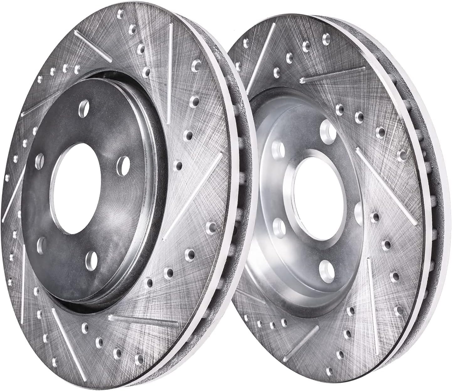 Detroit Axle - Front Drilled & Slotted Rotors Left Brake Caliper for Toyota RAV4 Prius V Lexus HS250H Scion xB Replacement