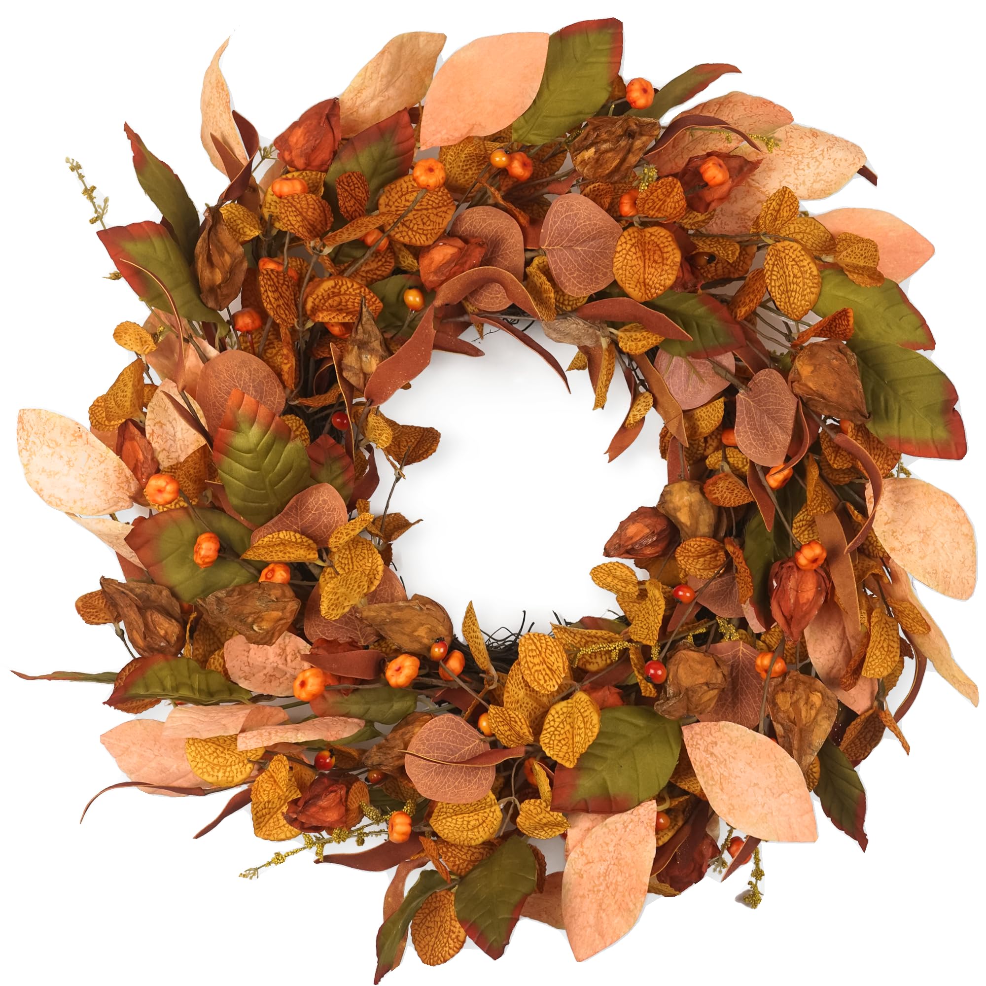 HomeKaren Autumn Wreath with Small Pumpkin