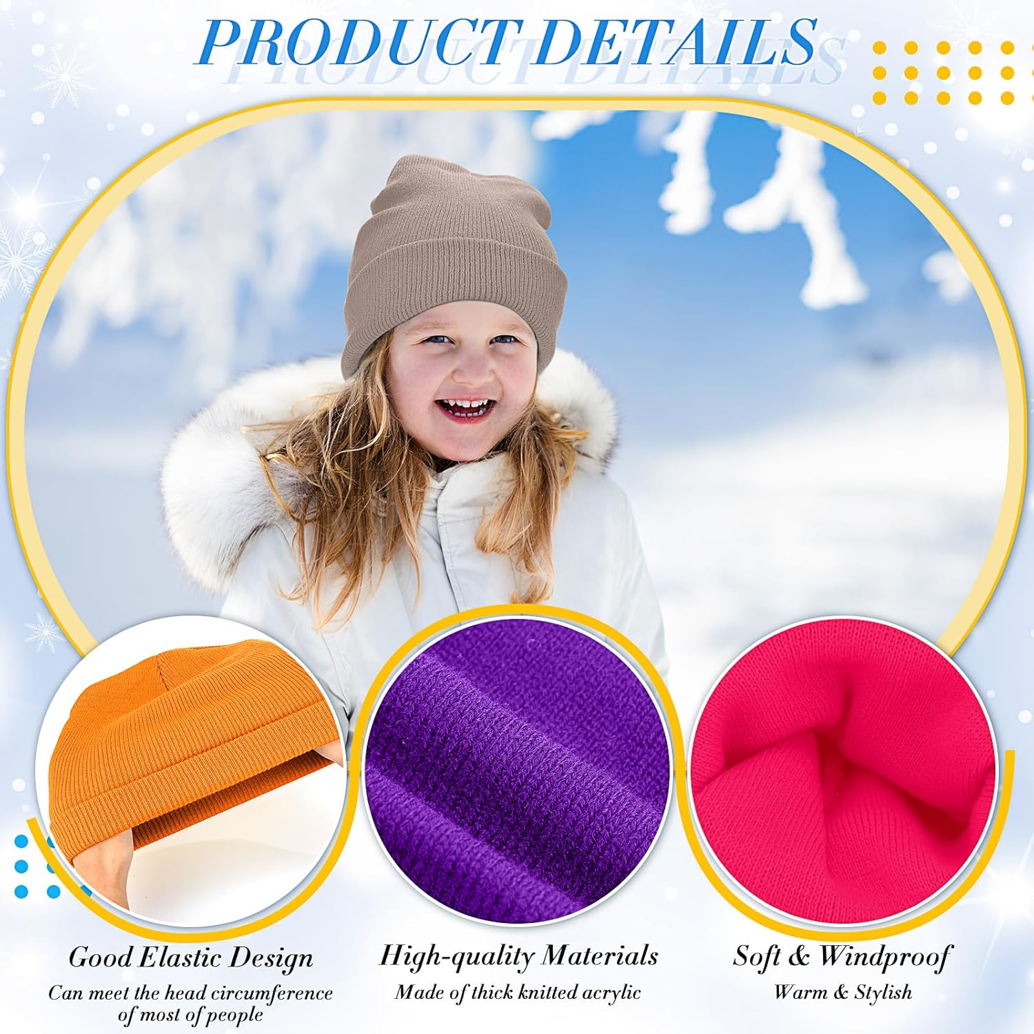 Xtinmee 100 Pcs Kids Winter Beanie and Gloves Bulk Warm Knit Hat Stretchy Full Fingers Gloves Pack Unisex Cold Weather Set - Image 4