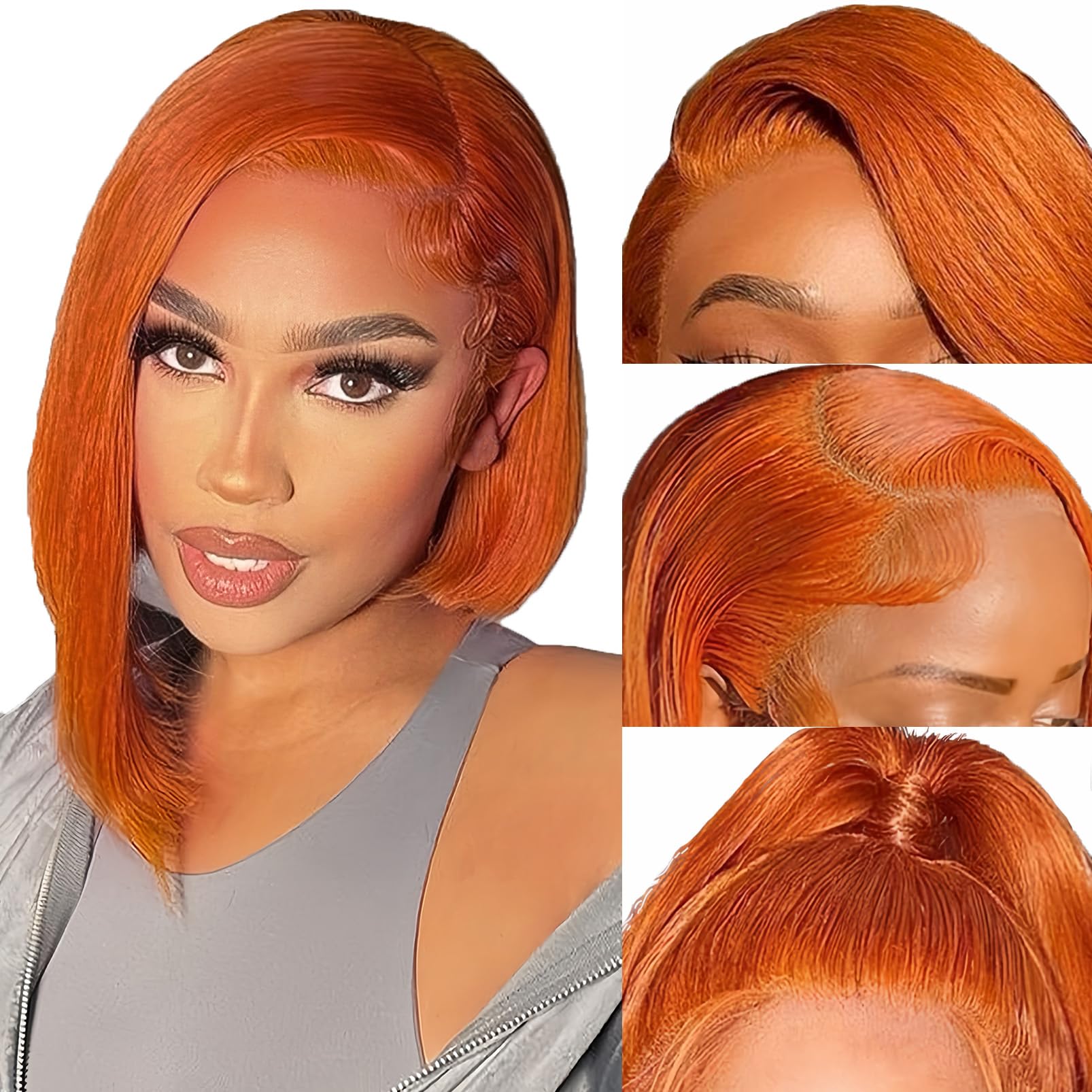 Amazon.com : Baseze Ginger Bob Wig Human Hair 13x4 Lace 