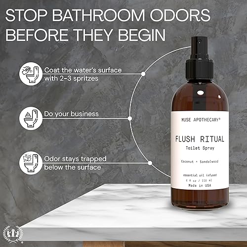 Miniatura 2 de Muse Apothecary Flush Ritual - Aerosol aromático y refrescante para inodoro, uso antes de ir, 4 onzas, infundido con aceites esenciales naturales,