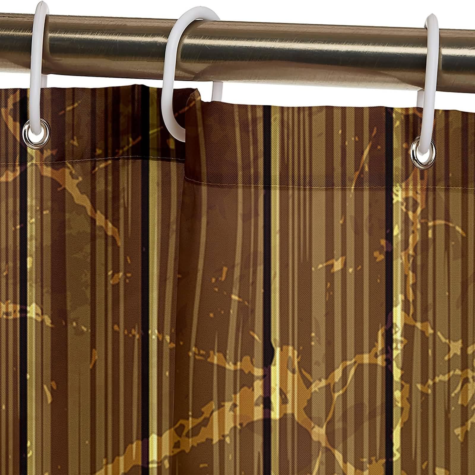 Tenda Doccia 200 x 200, Poliestere Marrone Giallo Plancia verticale con Art Graffiti Tessuto Tenda doccia con Grommets e ganci