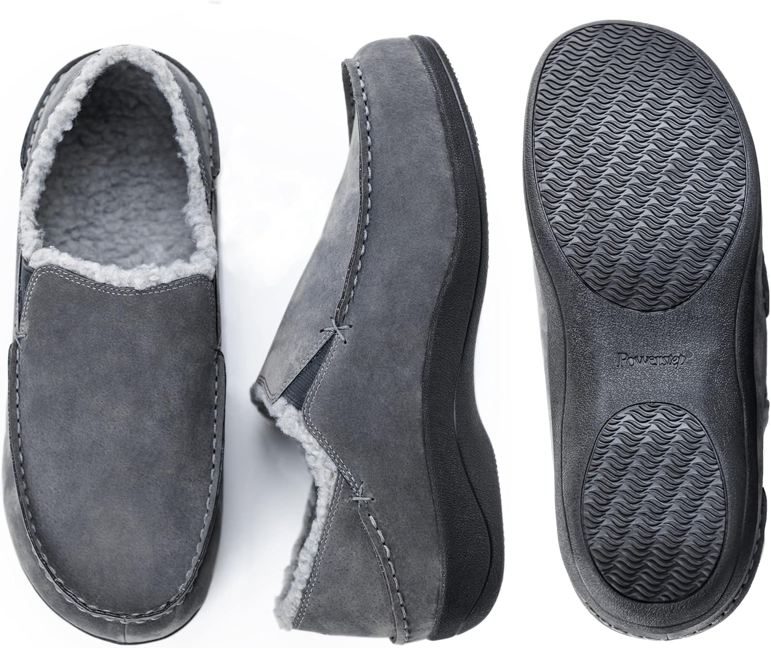Powerstep Men's ArchWear, House Shoes, Orthotic Slippers with Arch Support, Plantar Fasciitis Pain Relief, Charcoal/Gray, 8