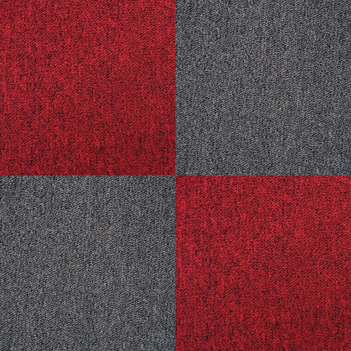 Monstershop Red/Black 40 X Carpet Tiles 10M2 - Scarlet & Charcoal