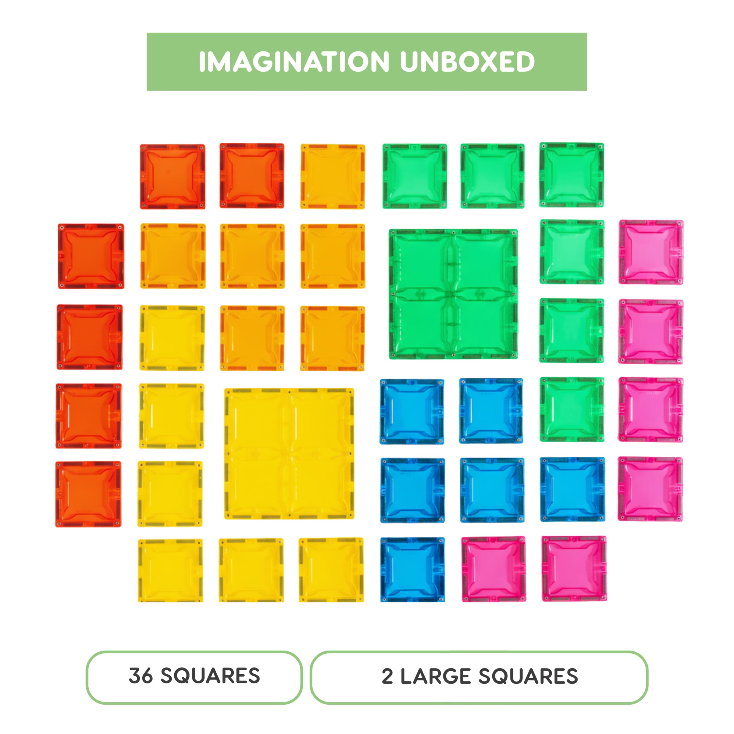 Magnetische Bausteine, 38-teiliges quadratisches Set für Jungen und Mädchen, Kinder, pädagogische kreative Lernaktivität, Baustein, Kleinkindspielzeug, STEM, Kinder ab 3 Jahren