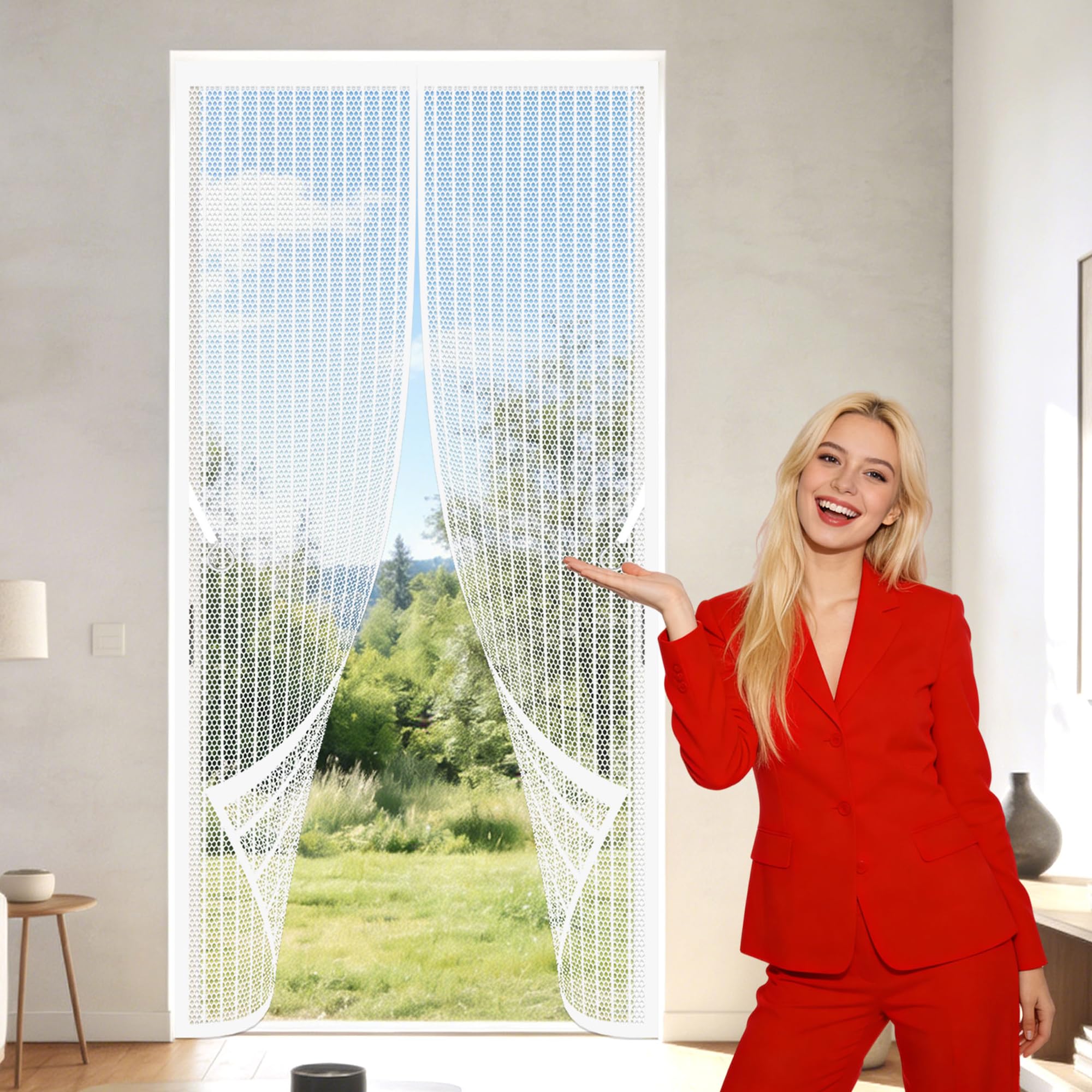 Zhiqxue White Magnetic Screen Fly Doors 69 X 186 Cm Auto Close Insect Curtain Bug Mosquito Insects Screen Keep Bugs Out Lets Fresh Air For Home, Bedroom, Living Room, Kitchen, Patio,