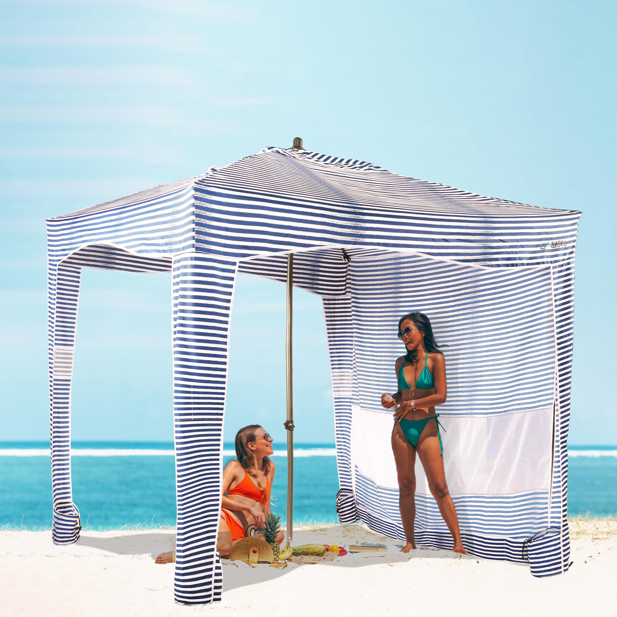 UPWELL Beach Tent Easy Set Up Canopy Sun Shelter Shade with UPF 50+UV Protection Portable Beach Umbrella Outdoor Sunwall with Sand Pockets for Fishing Backyard Camping(Navy Blue) : Sports & Outdoors