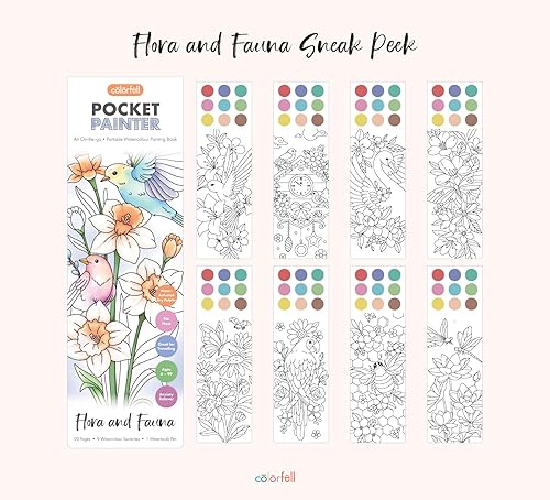 Miniatura 2 de Colorfull Pintor de bolsillo de flora y fauna  Arte sobre la marcha  Libro de pintura de acuarela portátil  20 páginas  9 muestras de acuarela  1