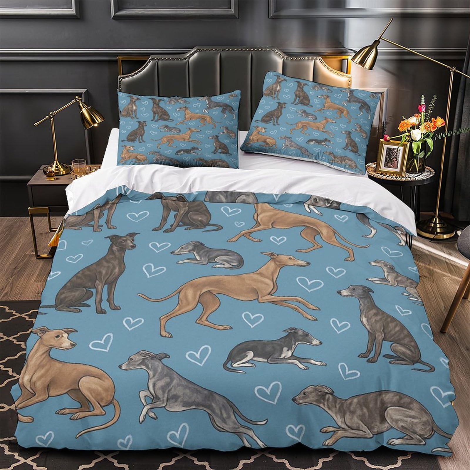 Parure de lit fleurs et colibris pour chambre de femme housse de couette douce 220x240cm