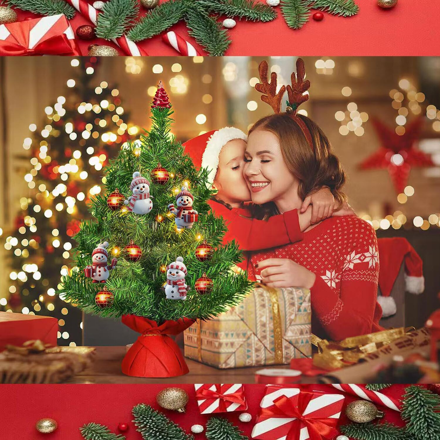 Christmas Snowman Ornaments Mr.Snowman Xmas Tree Decorations Cute Snowman Girl Winter Cartoon Snowmen Christmas Decor for Holiday New Year 9 Pcs - Image 6