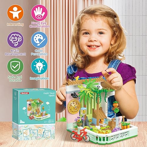 Miniatura 2 de WINGIFT Juego de 460 piezas de construcción de casas de flores de 472 x 375 x 452 pulgadas largo x ancho x alto juego de bloques de construcción de