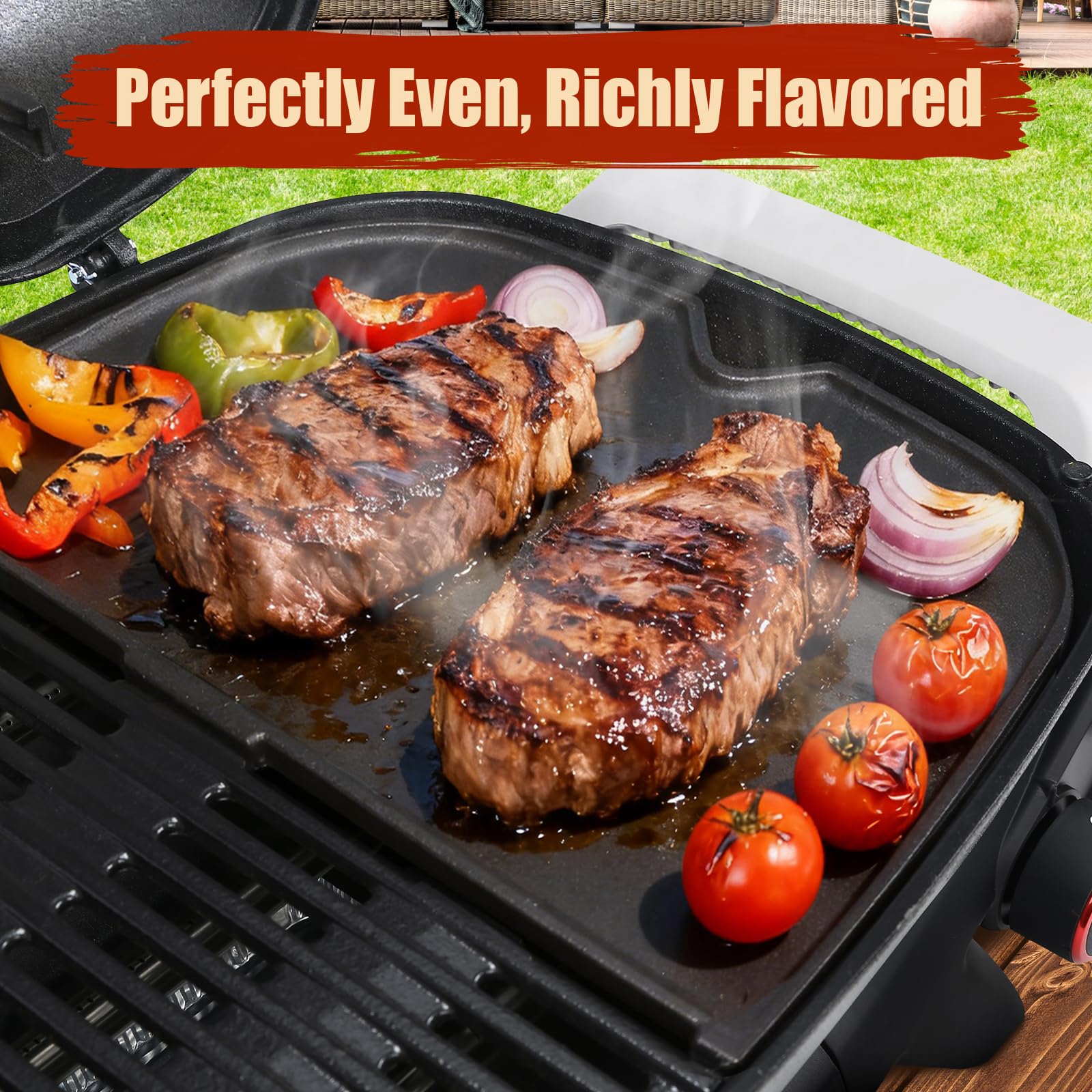 Denmay Gusseisen Grillplatte für Weber Q2000N+, Q2200N+, Q2600N+, Q2800N+ Gasgrill, Gusseisen Grillpfanne Ersatzteile, 40,8 x 28,4cm Griddle Plancha zubehör