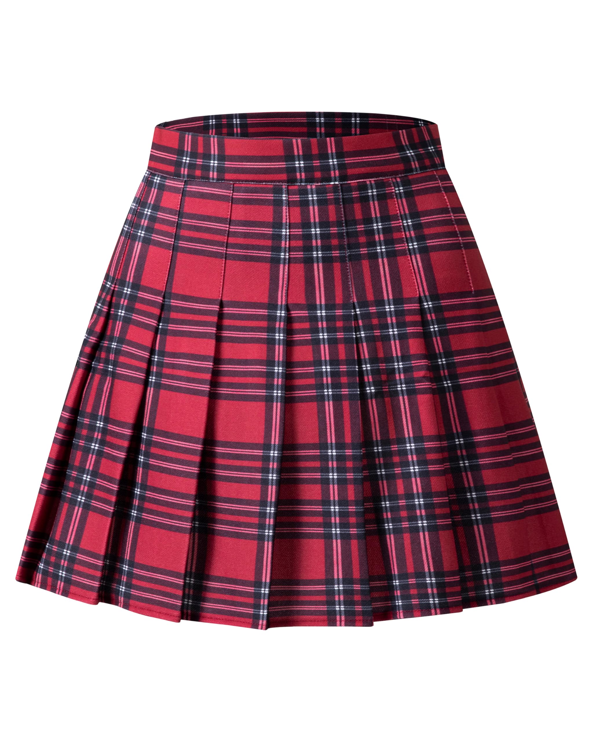 Shestellar Women's High-Waisted Pleated A-Line Mini Tennis Skater Skirt