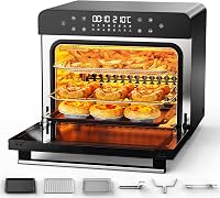 Karienvir 36L Digitális Mini Sütő 1800W - Légkeveréses Hőlégkeverős Sütő Időzítővel, 100-230°C, Olajmentes Sütés, 7 Kiegészítővel 1