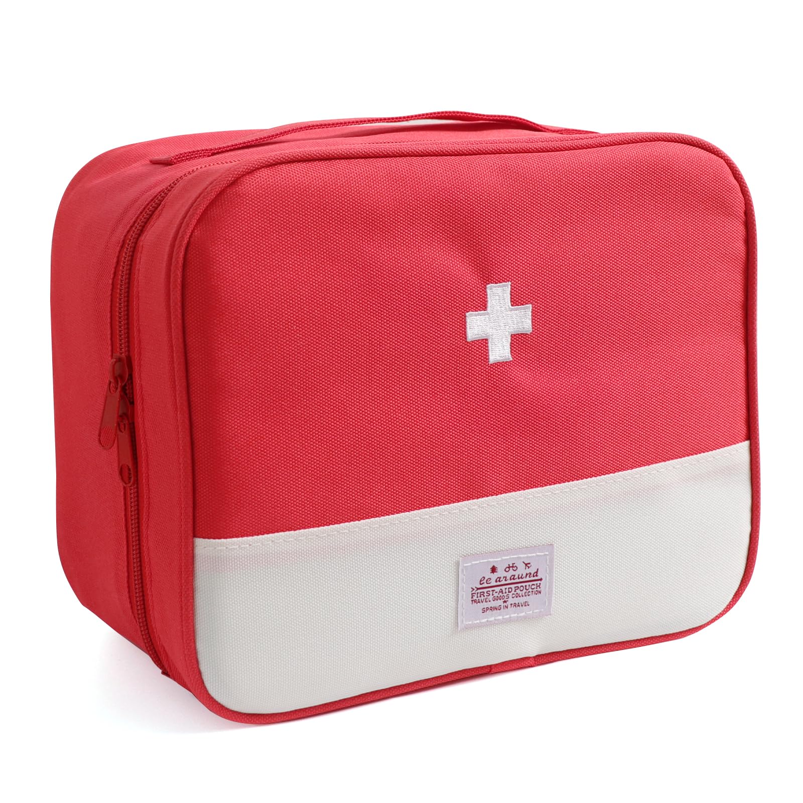 Faylapa First Aid Kit Empty Bag, 9.8x8.3x4.7 Inches Travel Empty First Aid Kit Pouch for Emergency at Home, Office, Car, Outdoors, Boat, Camping, Hiking(Bag Only, Red)-image-38