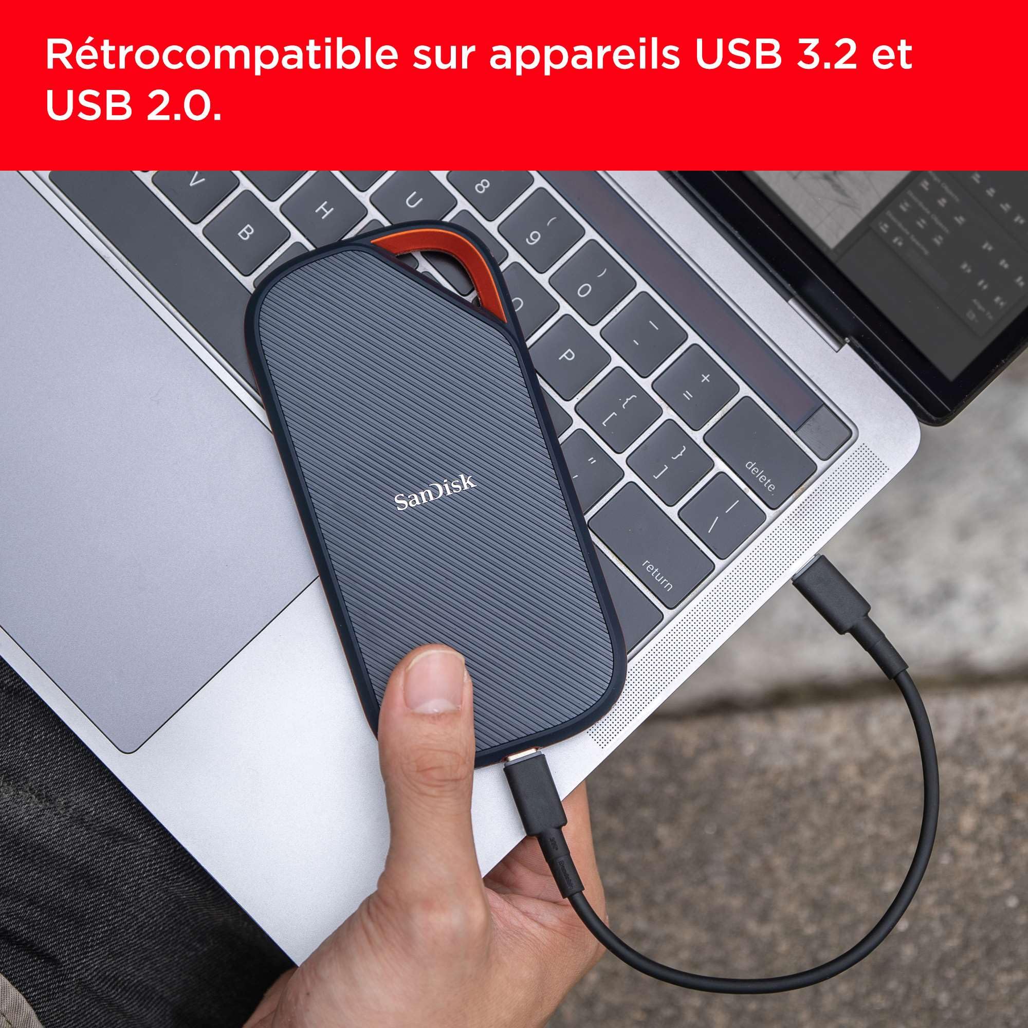 SanDisk Extreme Pro Disque SSD Externe USB4 4 To 3800 Mo/s Lecture 3700 Mo/s Écriture 40 Gbit/s