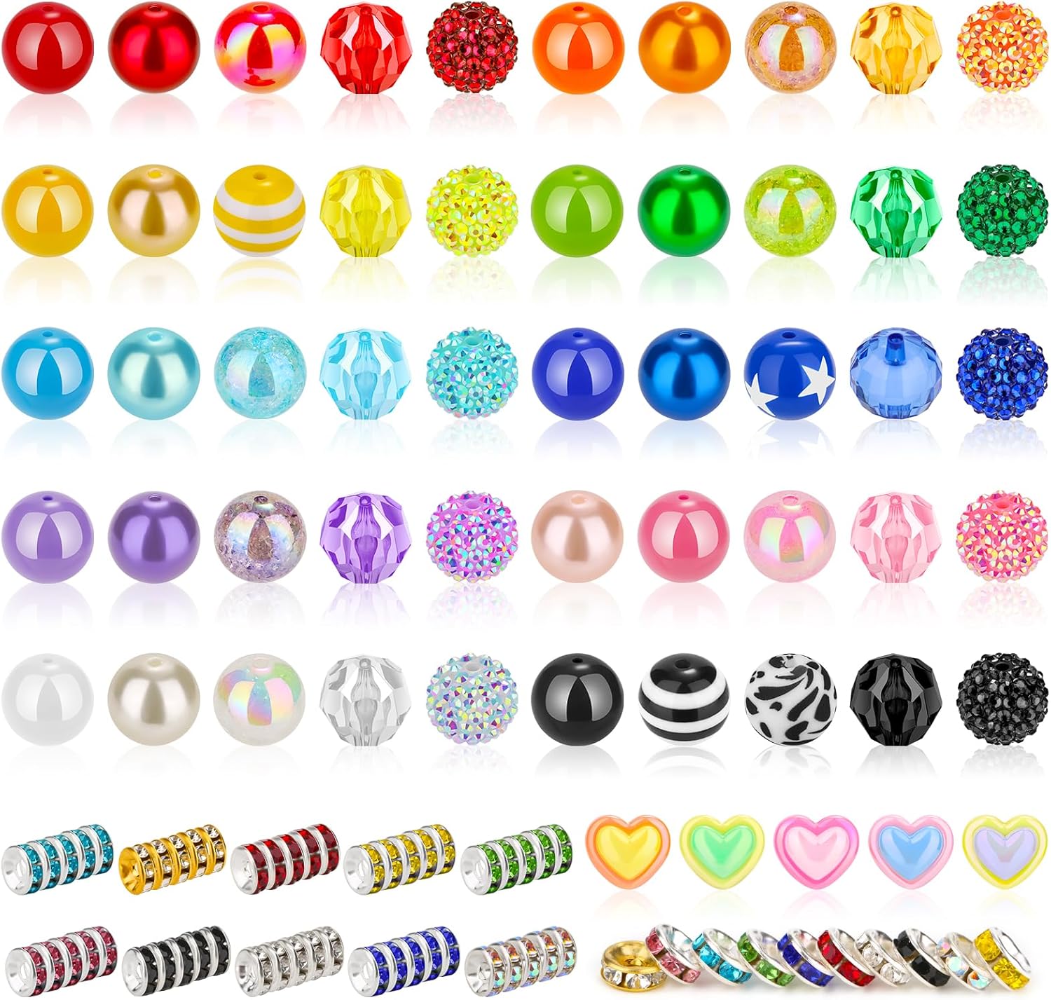 55 Pcs 20mm Multi-colored Acrylic/Resin Bubblegum Beads for Pens, Bracelets, Necklaces & Earrings