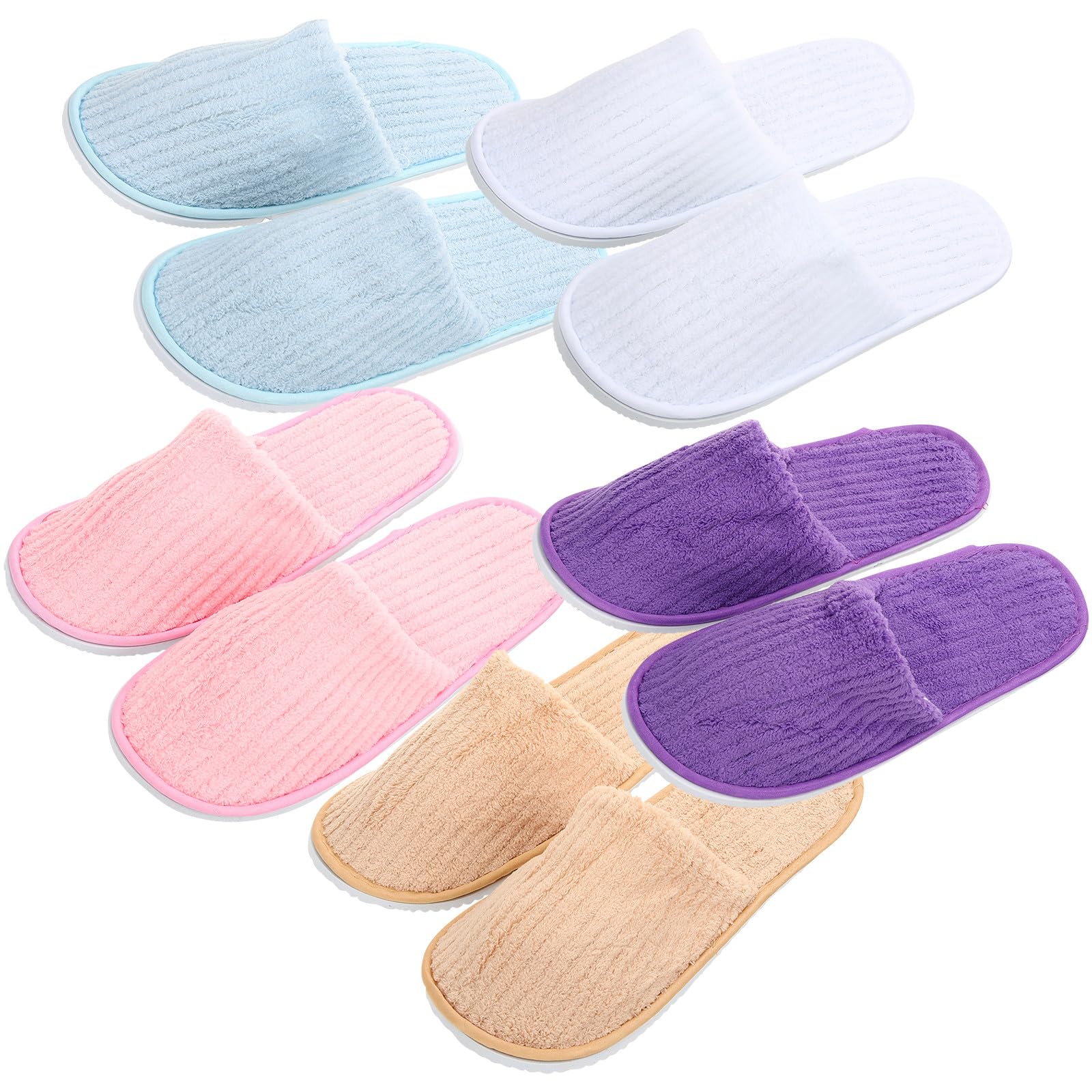 Toyvian Ciabatte Ospiti in Pile Corallo Spesso 10 Paia Bianche | Giallo Rosa Blu Viola, Autunno e Inverno, Comode e Portatili per Uso Indoor