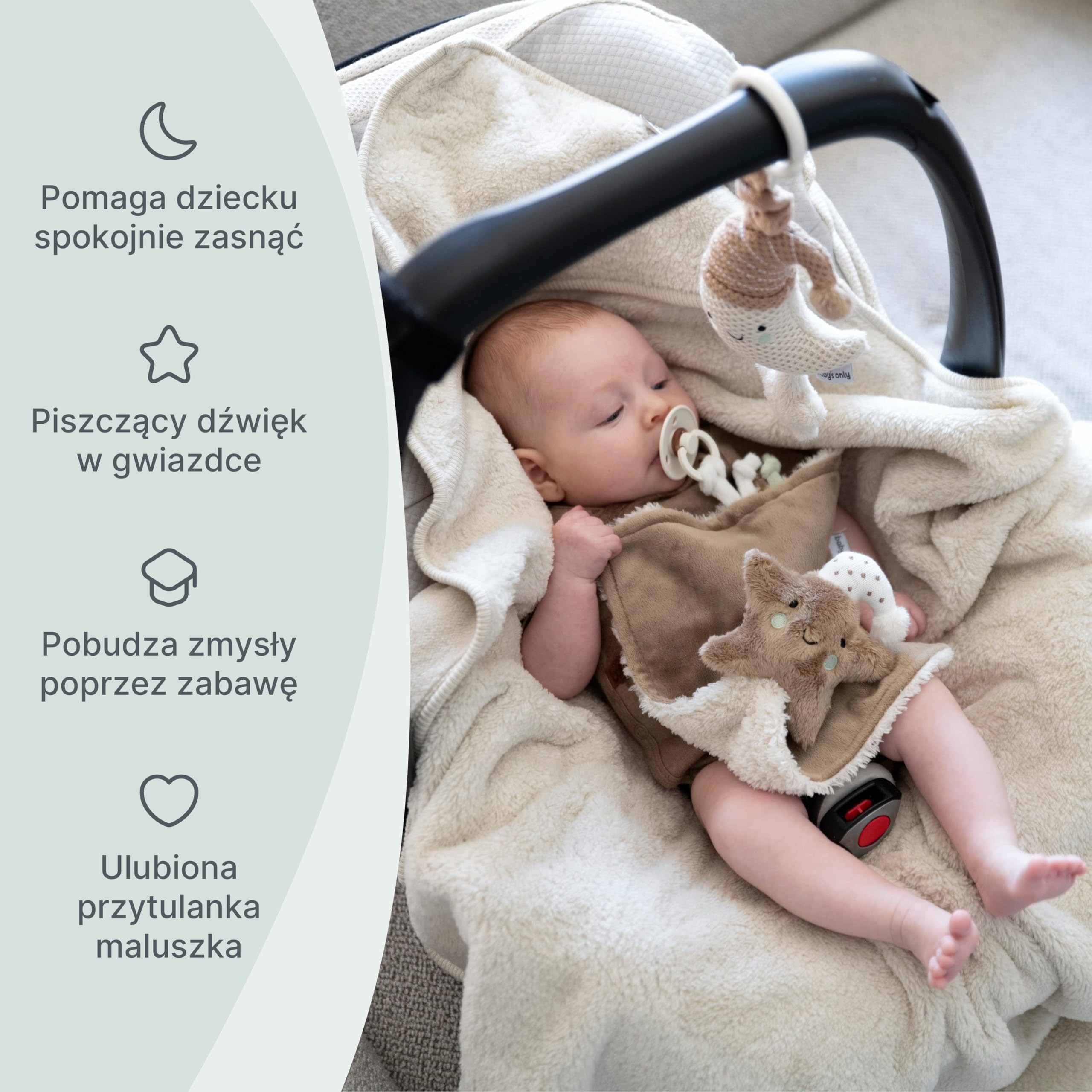 Baby's Only - Przytulanka Heaven - Kocyk Przytulny dla Niemowląt - Ściereczka na Smoczek - Pluszowa Zabawka w Kształcie Gwiazdki - Kocyk Miękki dla Chłopców i Dziewczynek - Clay/Warm Linen