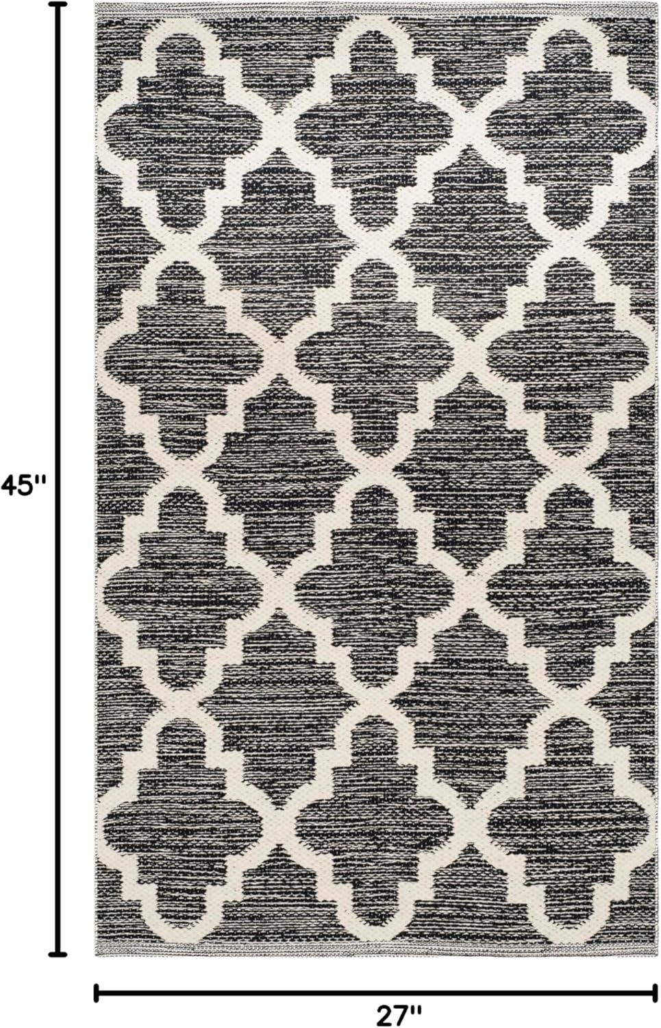 SAFAVIEH Montauk Collection Accent Rug - 2'3" x 3'9", Black & Ivory, Handmade Trellis Cotton, Ideal for High Traffic Areas in Entryway, Living Room, Bedroom (MTK810D)