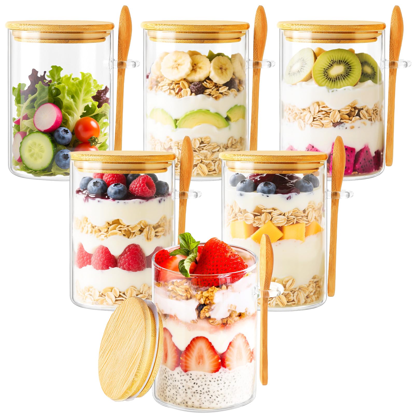Photo 1 of TBWIND 6 Pack 16oz Overnight Oats Containers