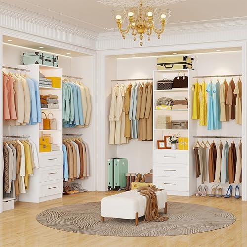 Miniatura 2 de Sistema de armario con cajones, sistema organizador de armario de 4 a 8 pies, torre organizadora de armario de 96 pulgadas con estantes ajustables,