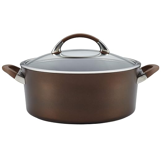 Circulon Symmetry Hard Anodized Nonstick Casserole Dish/ Casserole Pan / Dutch Oven with Lid - 7 Quart, Chocolate