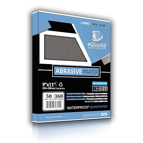 Papel de lija para muebles de madera hojas de lija 50 hojas Grit 360 9 x 11 Lijas impermeables para coche