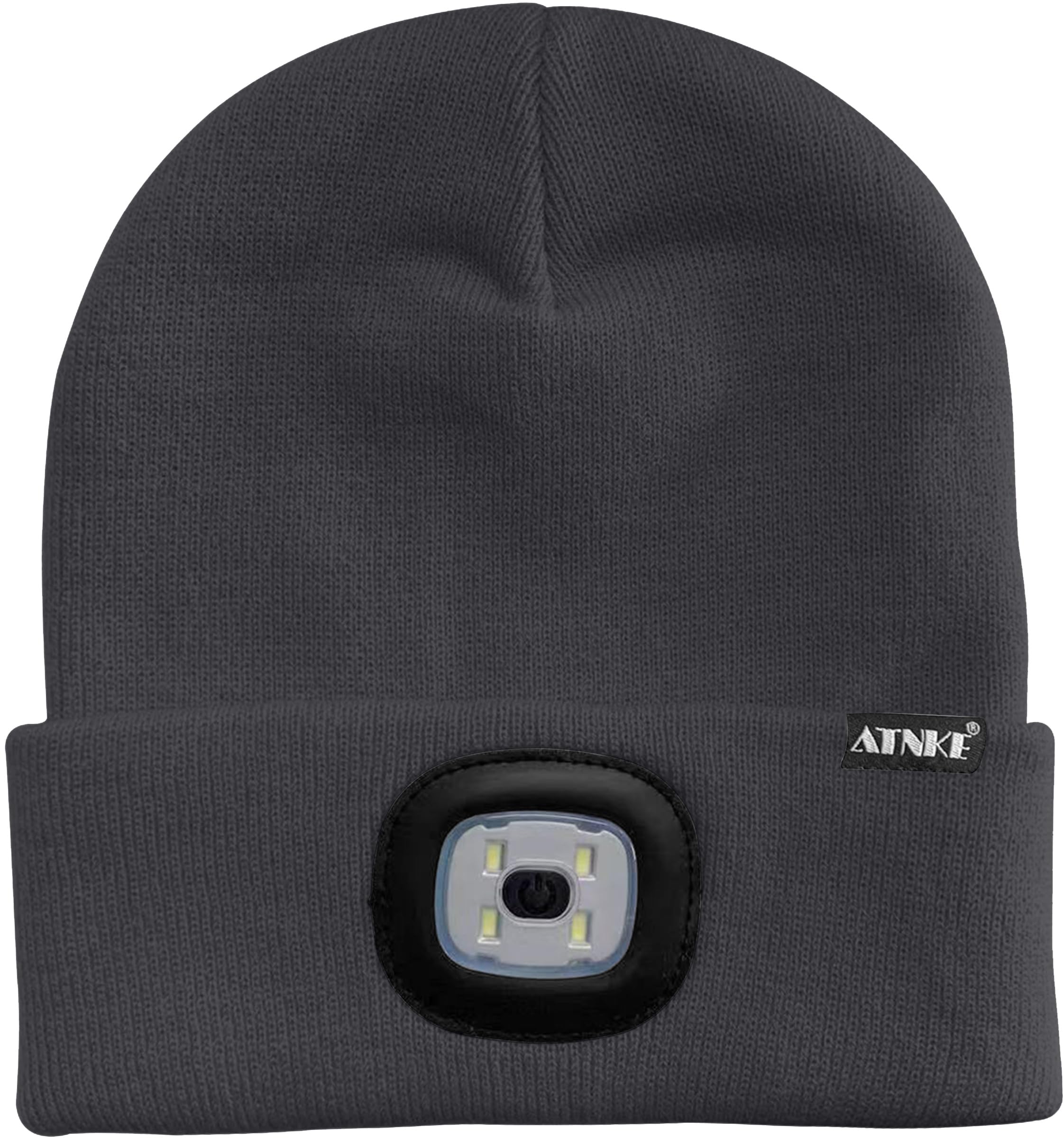 ATNKE LED Cappello Illuminato Berretto,USB Ricaricabile Cappello da Corsa 4 LED Impermeabile Luce Invernale Calda Lampada Frontale Regali per Uomo e Donna