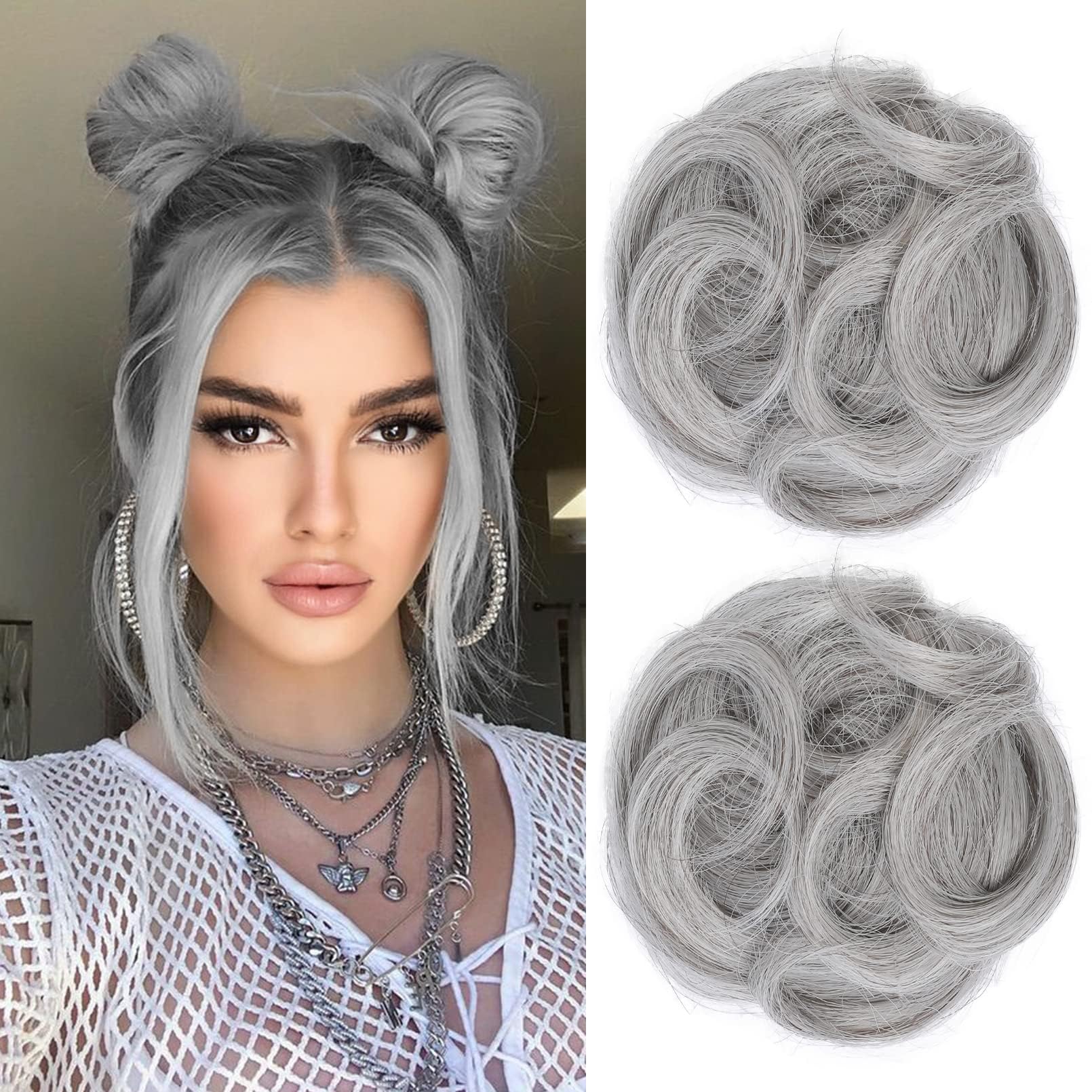 Bùn Amazon.com : REECHO Space Bun Hair Pieces, 2 PCS Mini Claw Clip in