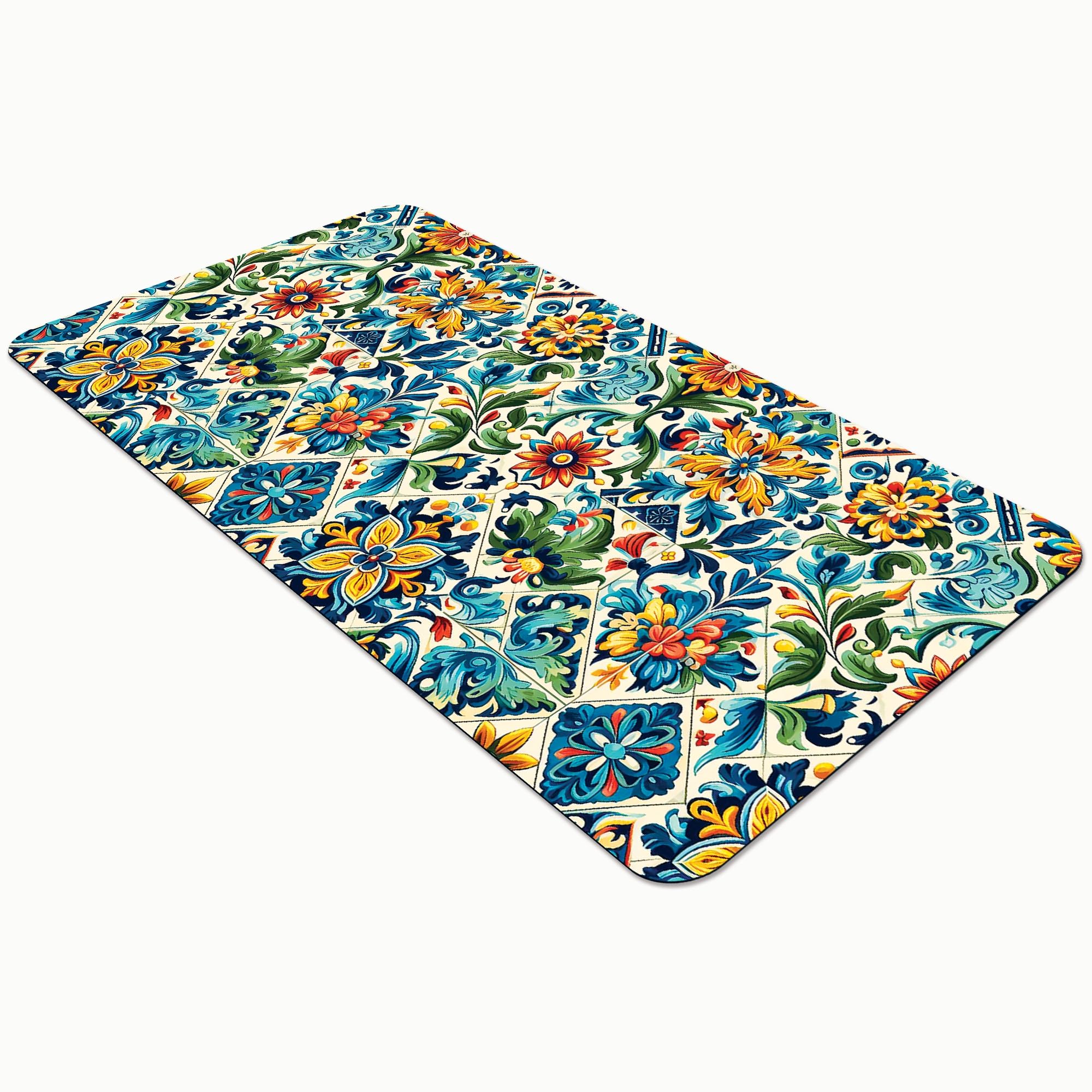Comart - Tappeto Cucina Austin - Impermeabile - Antiscivolo - Antimacchia - Lavabile in Lavatrice - Passatoia in Poliestere - per Corridoio e Cucina - Made in Italy - Piastrelle Tiles - 50x75 cm