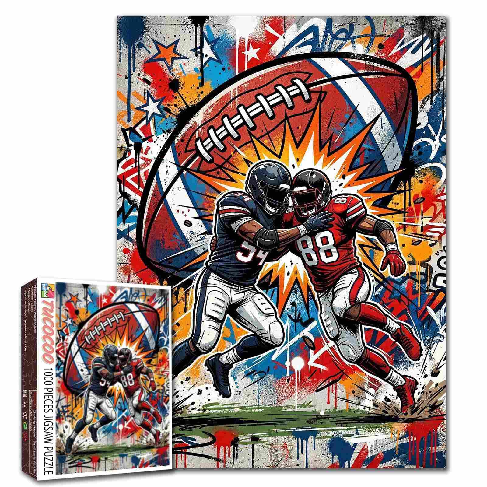 American Football Jigsaw Puzzles for Adults 1000 Pieces Game Day Intense Tackle Action Sports Scene DIY Puzzles for Family Activity Games Football Fan 19.7 x 27.6 Inch
